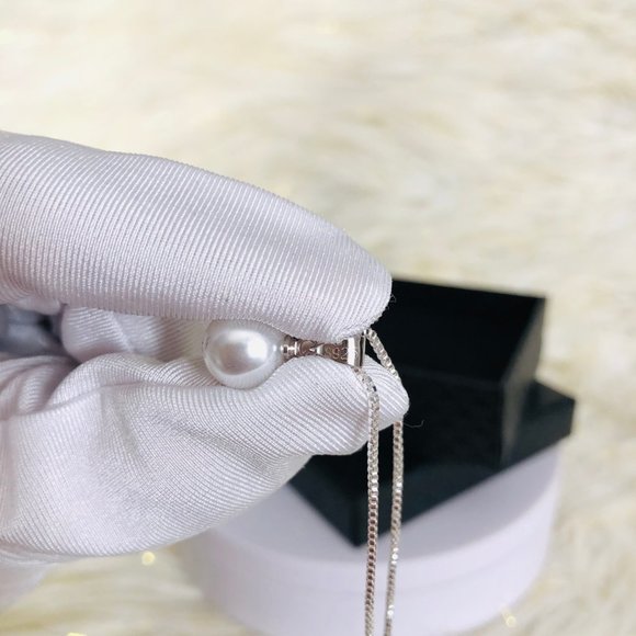 Solid 925Sterling Silver Pearl Necklace - Picture 9 of 15